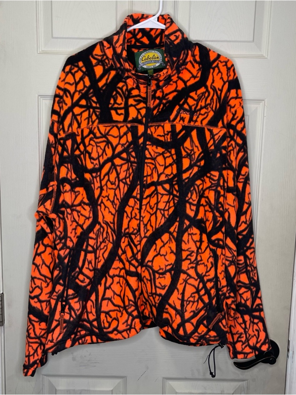 Cabela's Mens Blaze Orange Camouflage Fleece Hunting Jacket Sz 3XL